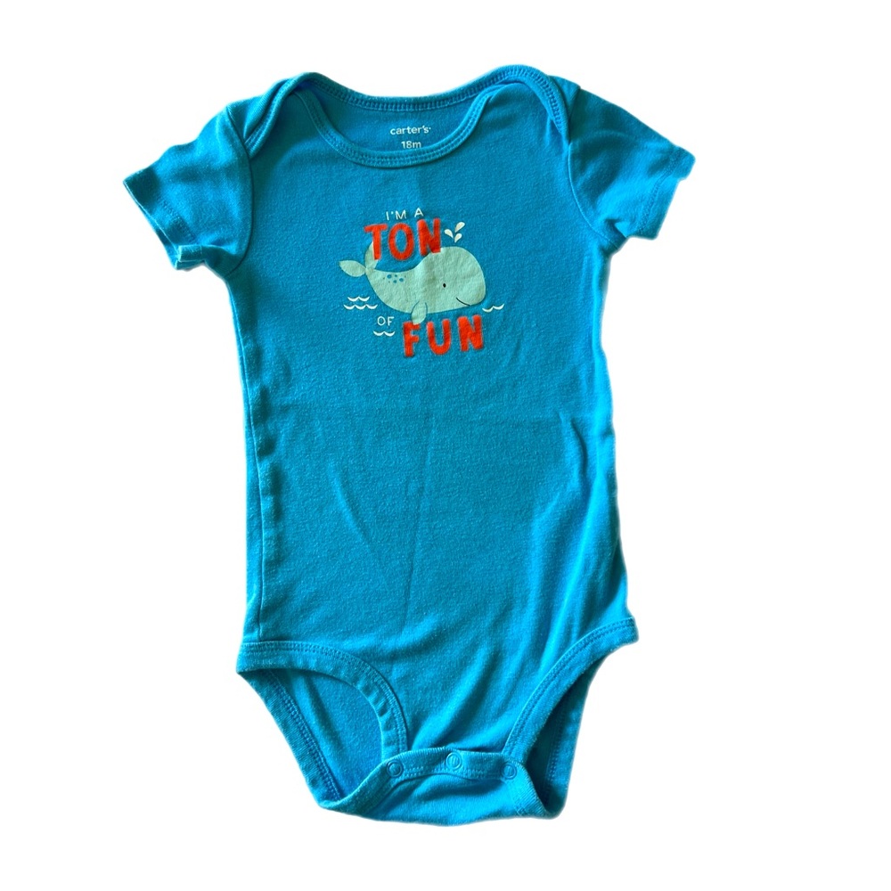 CARTER’S Blue Whale Onesie, “I’m a Ton of Fun”, Size 12 months